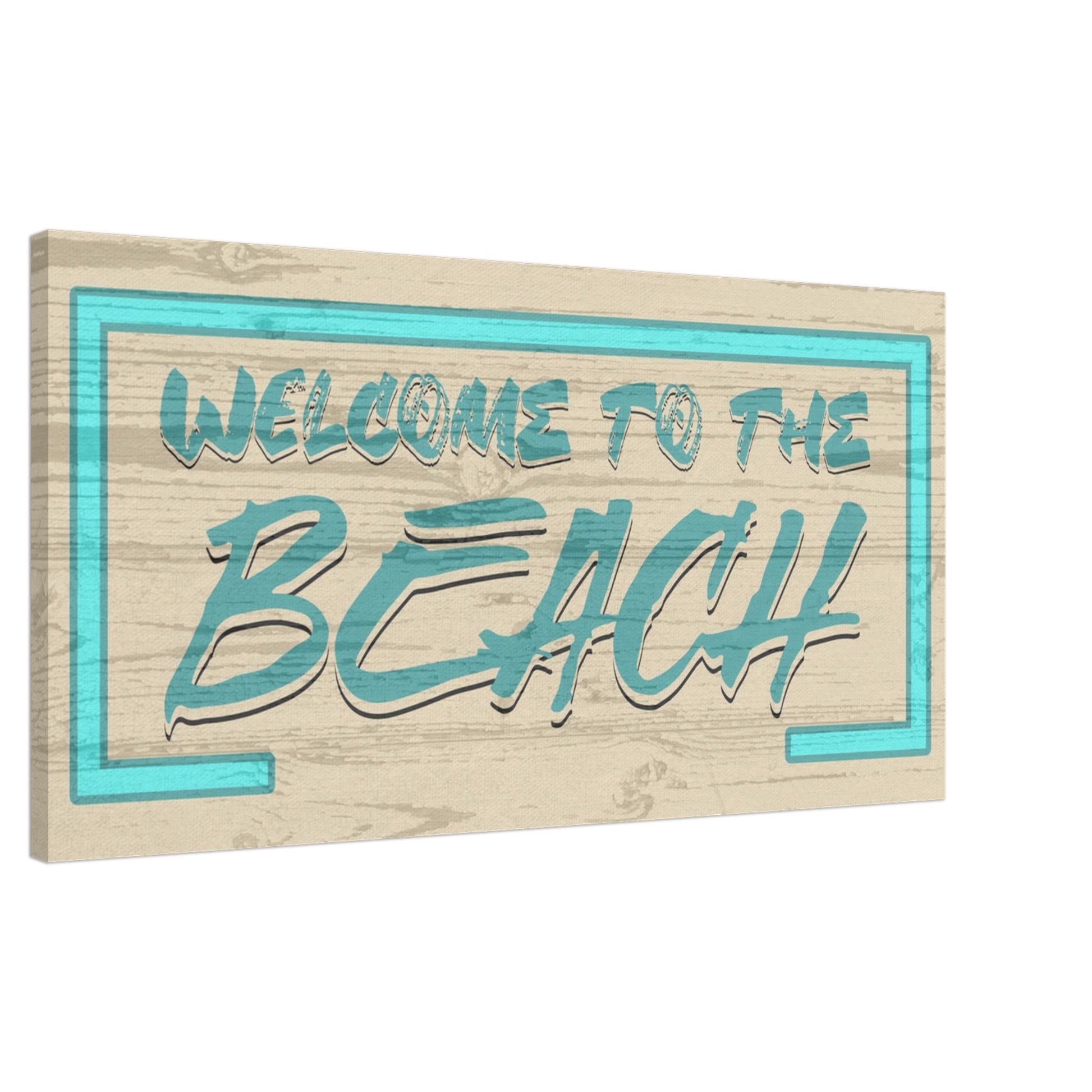 Welcome to the Beach Teal Canvas Wall Print Caribbean Rays
