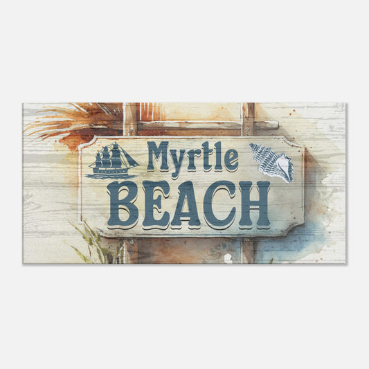 Myrtle Beach Sign Large Canvas Wall Print by Caribbean Rays