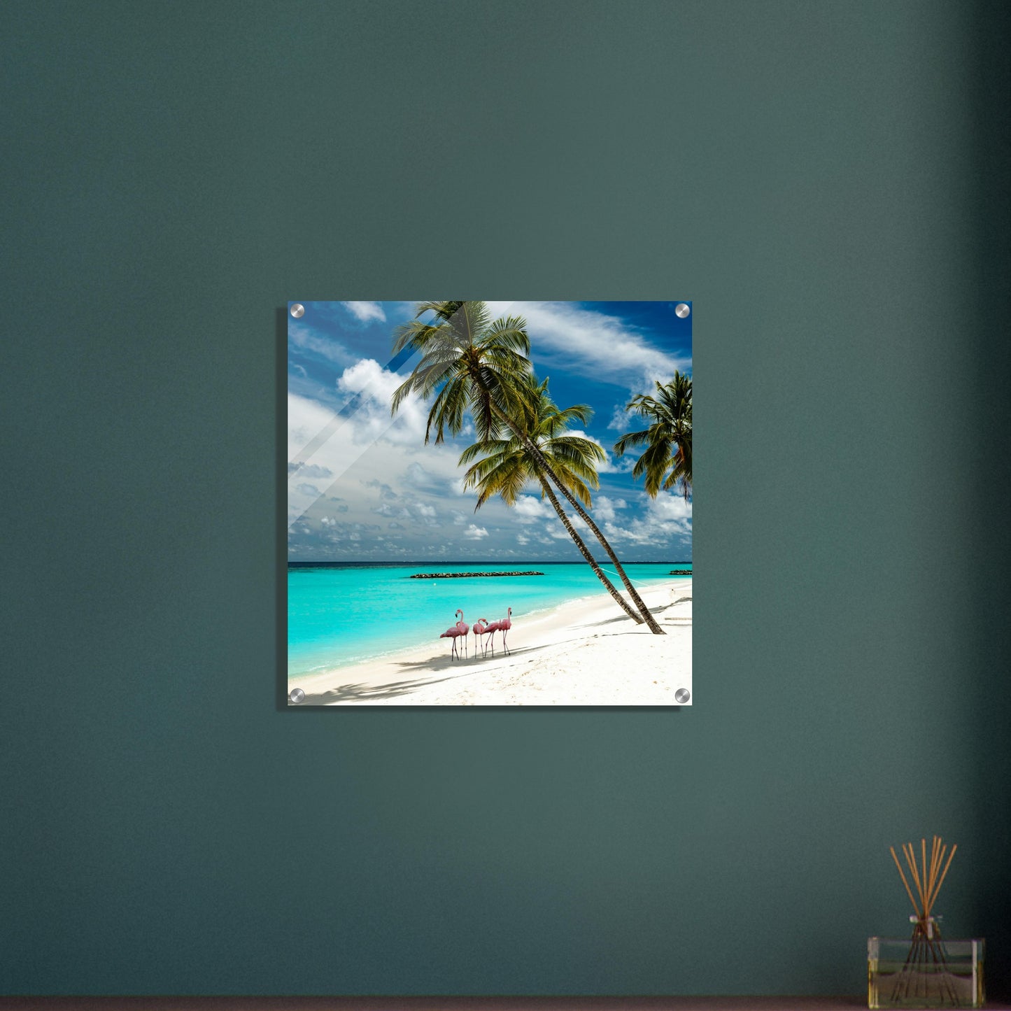 Flamingos on Vacation Acrylic Wall Print by Caribbean Rays