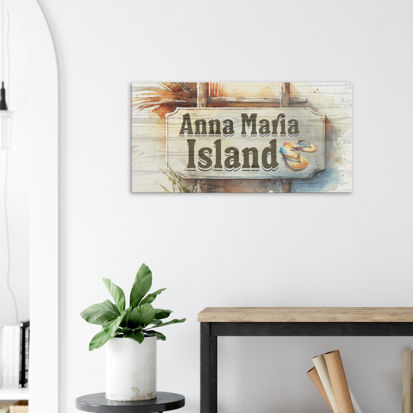Anna Maria Sign Large Canvas Wall Print - Caribbean Rays