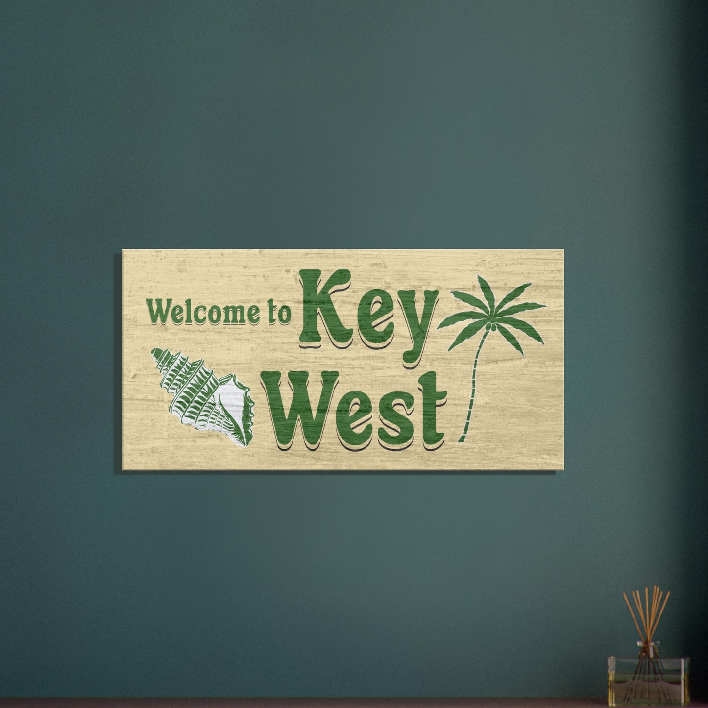 Welcome to Key West Large Canvas Wall Print - Caribbean Rays