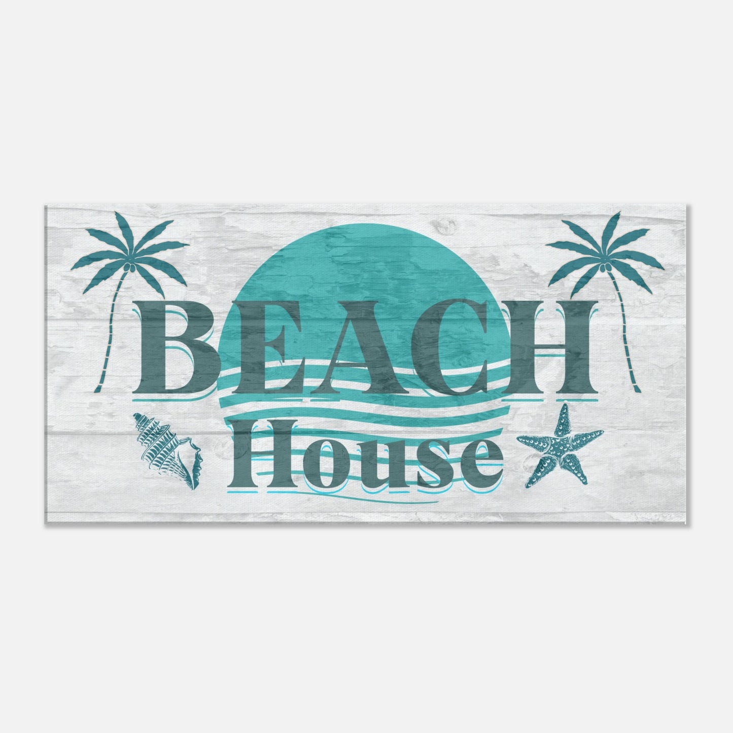 Large Beach House Teal Canvas Wall Print by Caribbean Rays
