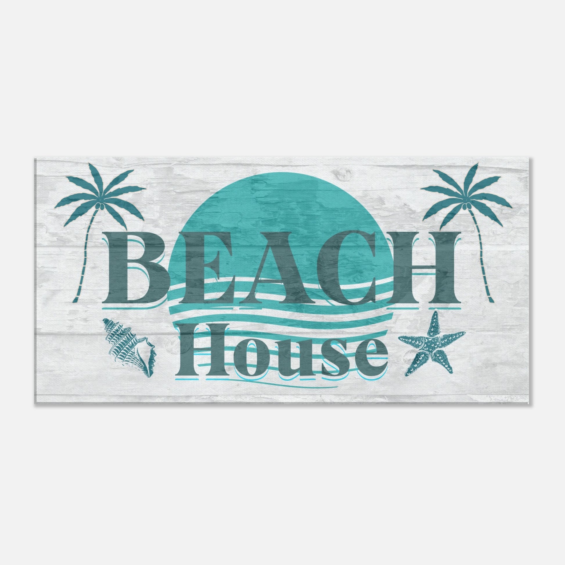Large Beach House Teal Canvas Wall Print by Caribbean Rays