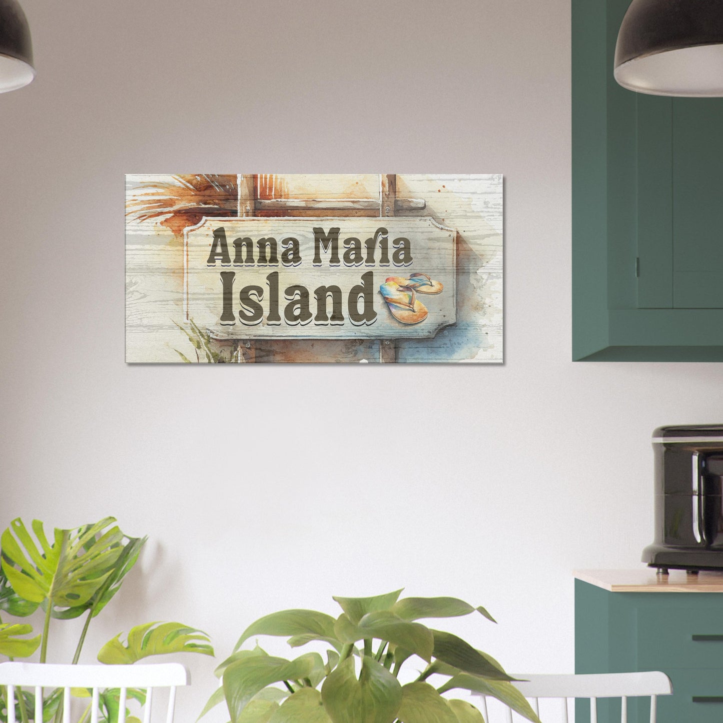 Anna Maria Sign Large Canvas Wall Print on Caribbean Rays