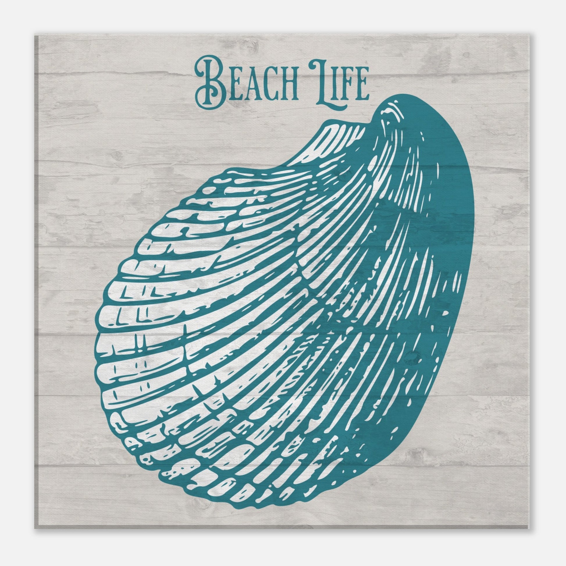 Teal Beach Life Shell Canvas Wall Print at Caribbean Rays
