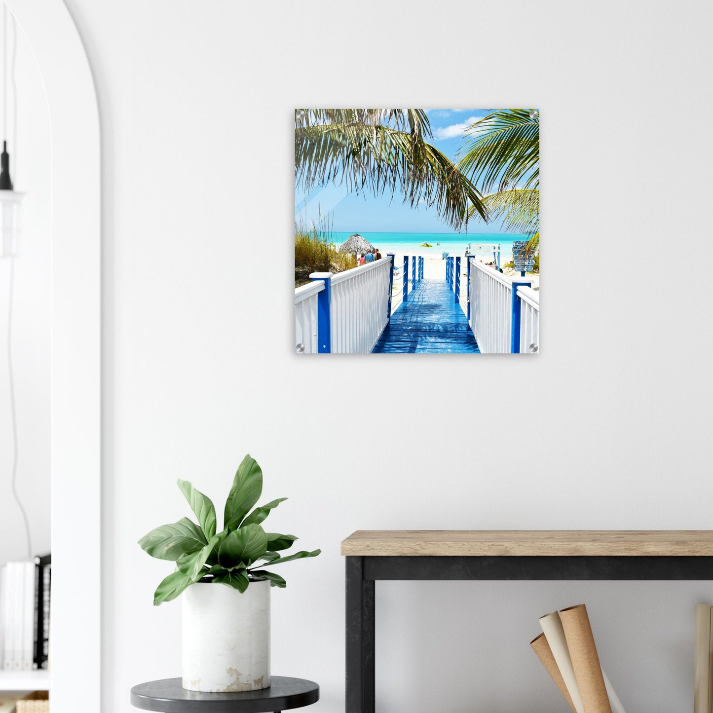 Blue Walk Way to Paradise Acrylic Wall Print Caribbean Rays