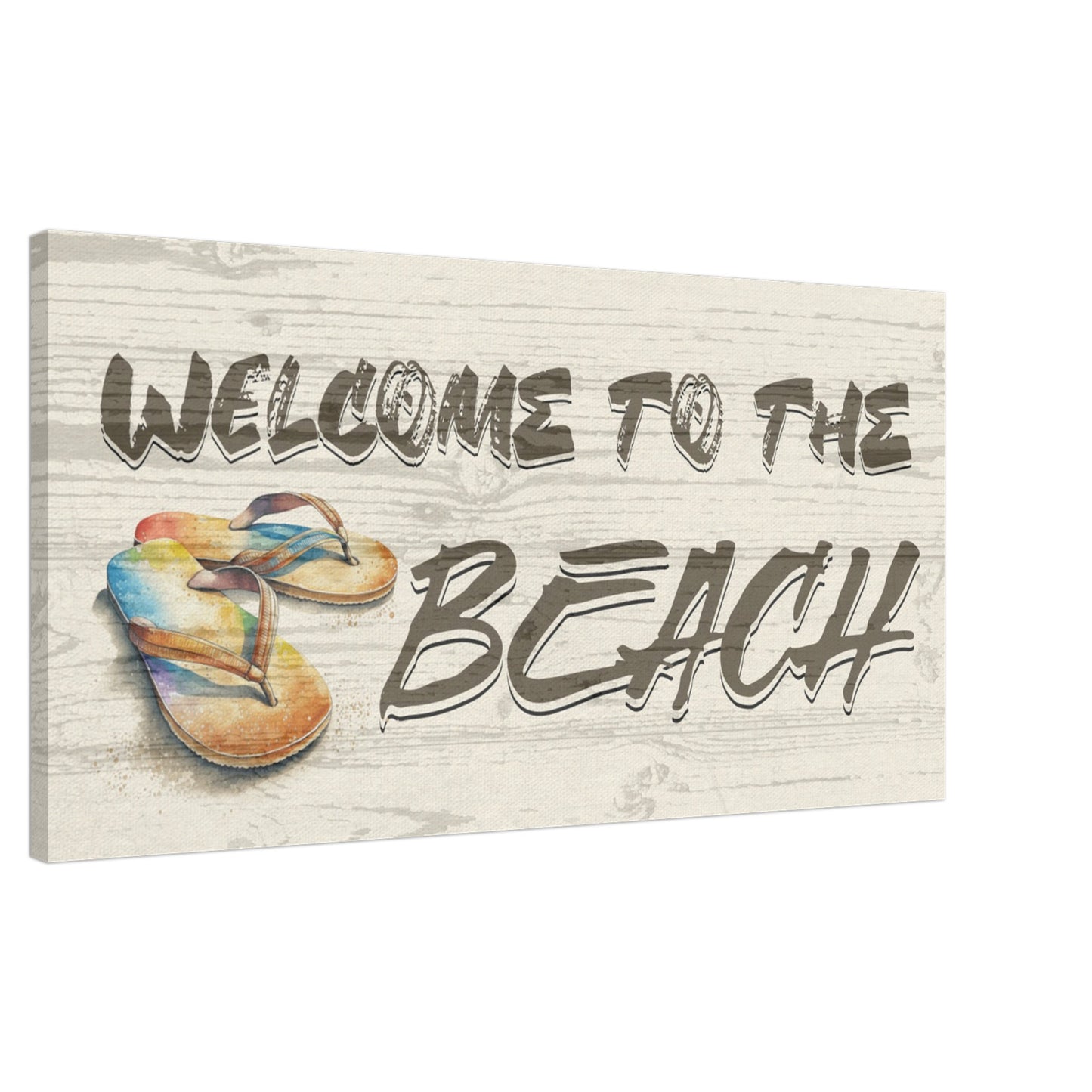 Welcome to the Beach with Flip Flop Canvas Wall Print Caribbean Rays