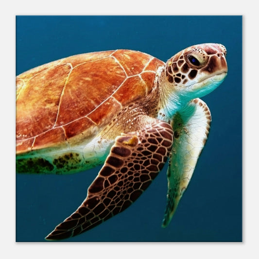 Brown Sea Turtle Canvas Wall Print by Caribbean Rays