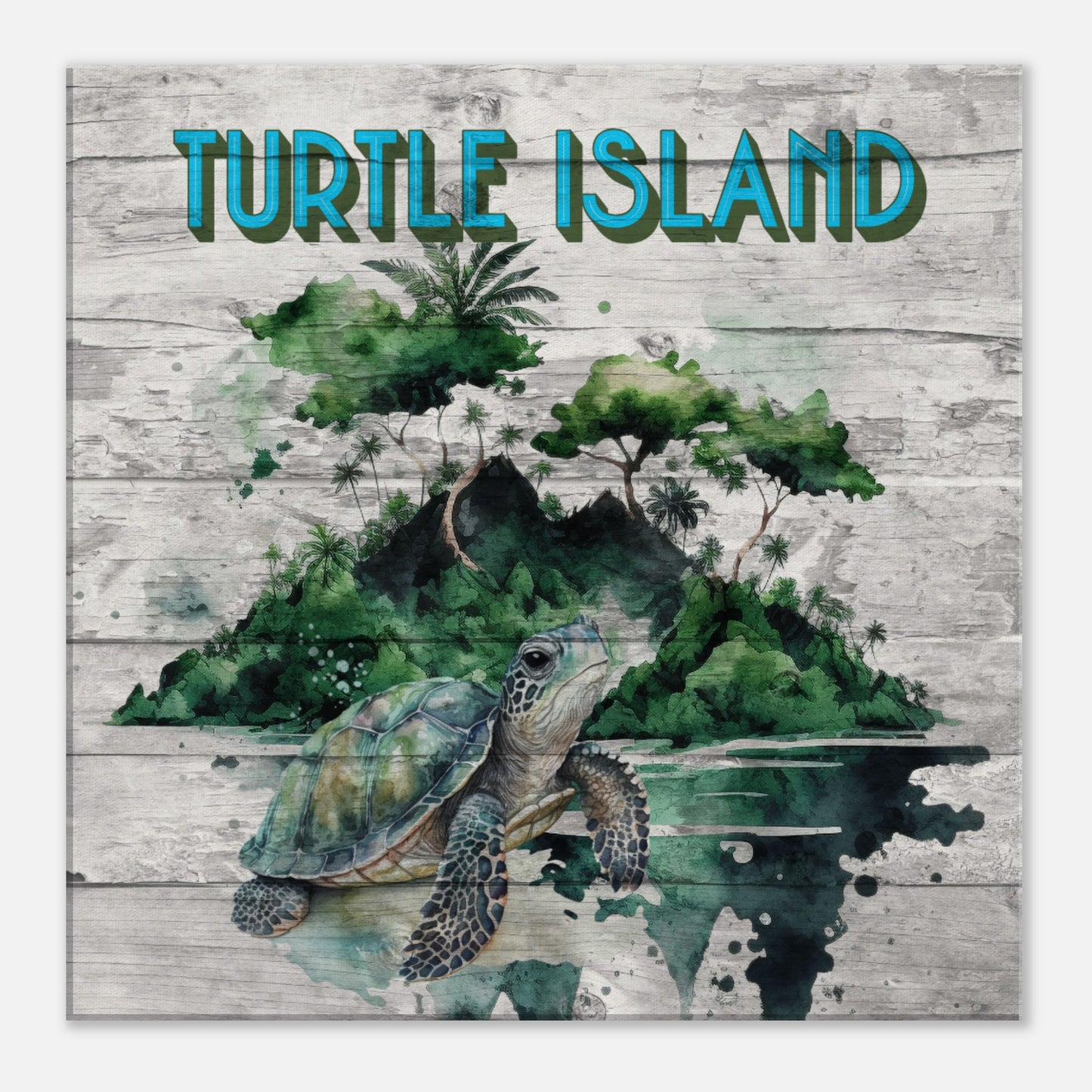 Turtle Island Canvas Wall Print on Caribbean Rays