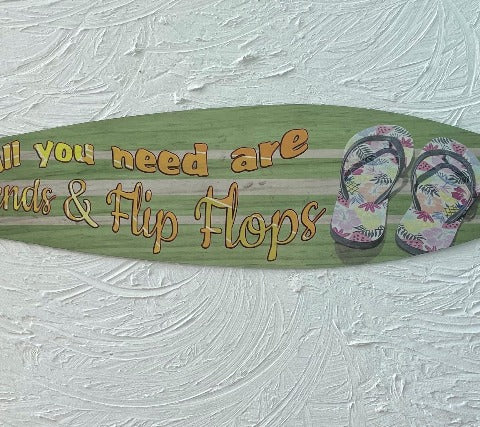 17in All You Need are Friends Aluminum Metal Surfboard Sign at Caribbean Rays