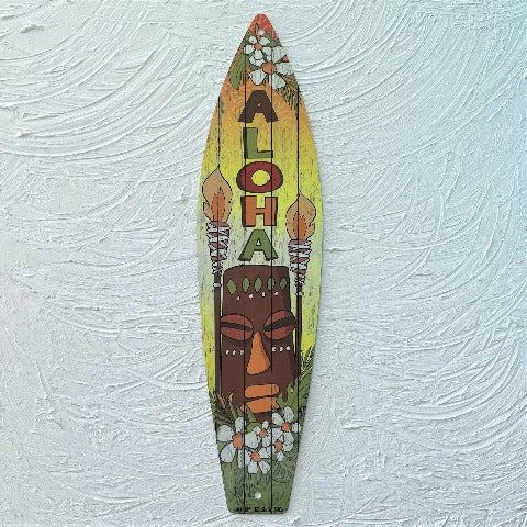 17in Aloha Aluminum Metal Surfboard Sign by Caribbean Rays