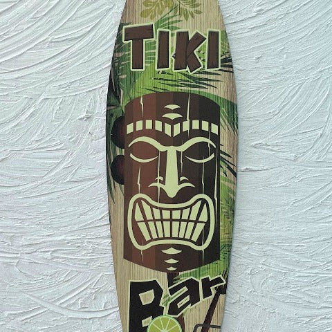 17in Tiki Bar Totem Aluminum Metal Surfboard Sign at Caribbean Rays