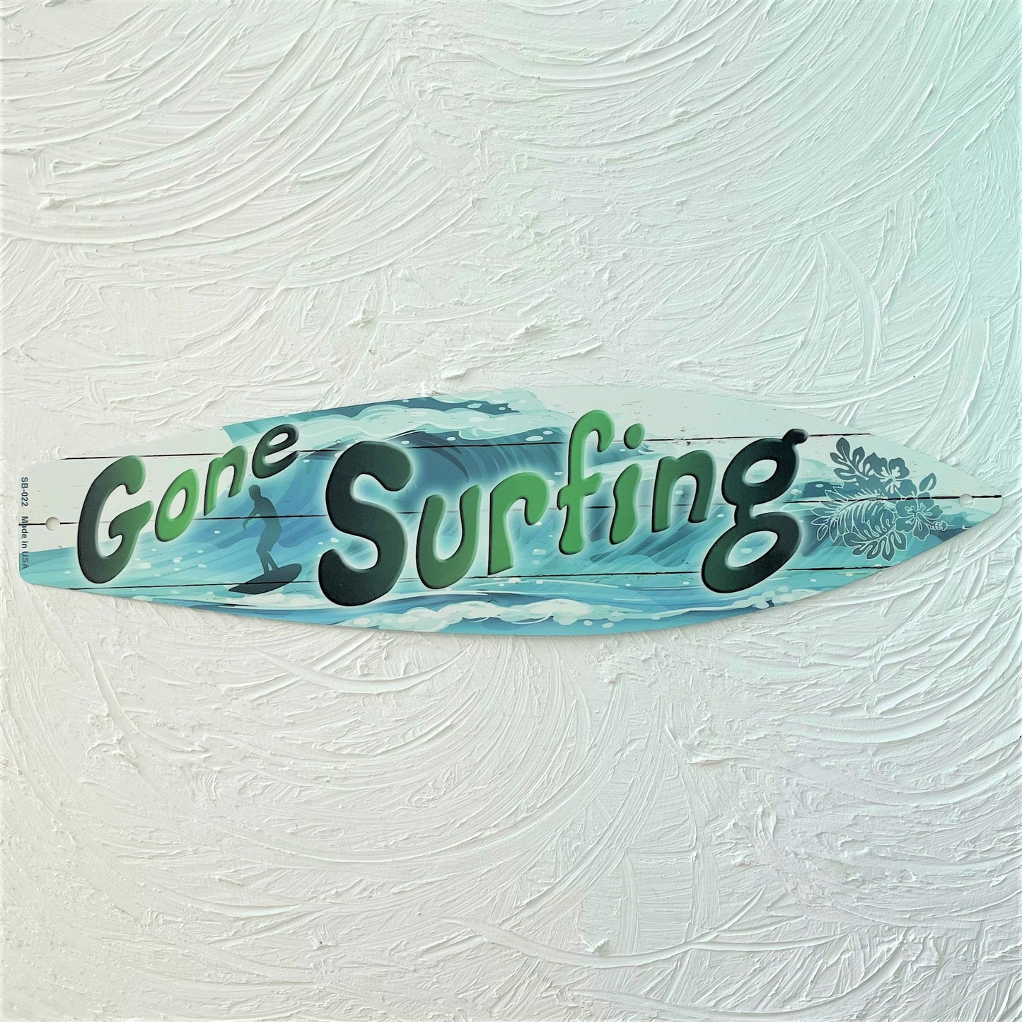 17in Gone Surfing Aluminum Metal Surfboard Sign