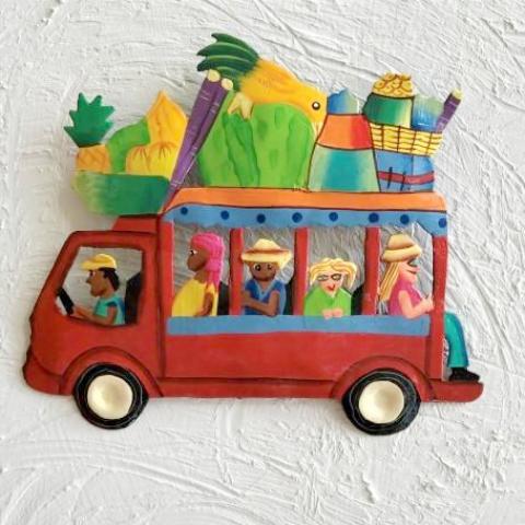 8in Red Metal Island Bus Wall Decor by Caribbean Rays
