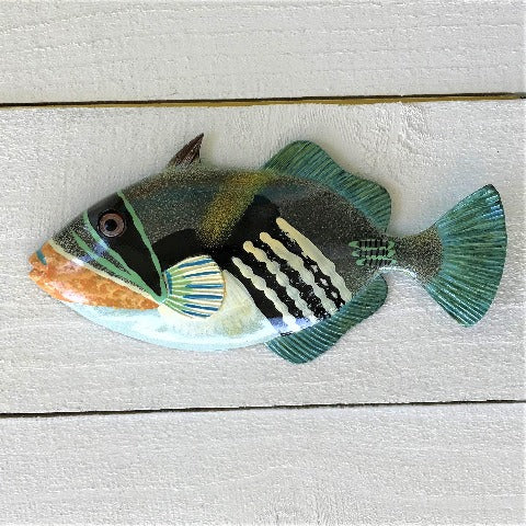 Green Lagoon Triggerfish Resin Tropical Fish Wall Decor by Caribbean Rays