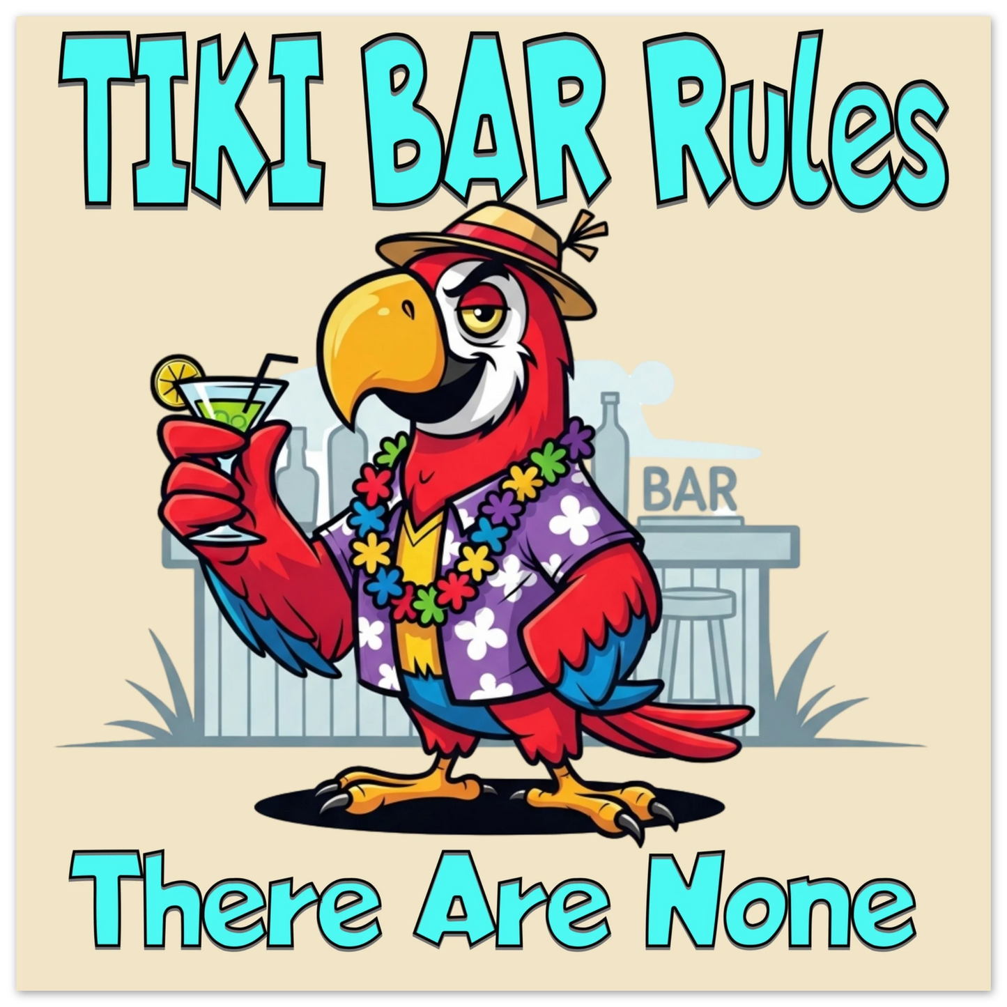 Tiki Bar Rules Aluminum Wall Print at Caribbean Rays