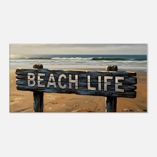 Distressed Beach Life Sign Canvas Wall Print at Caribbean Rays 