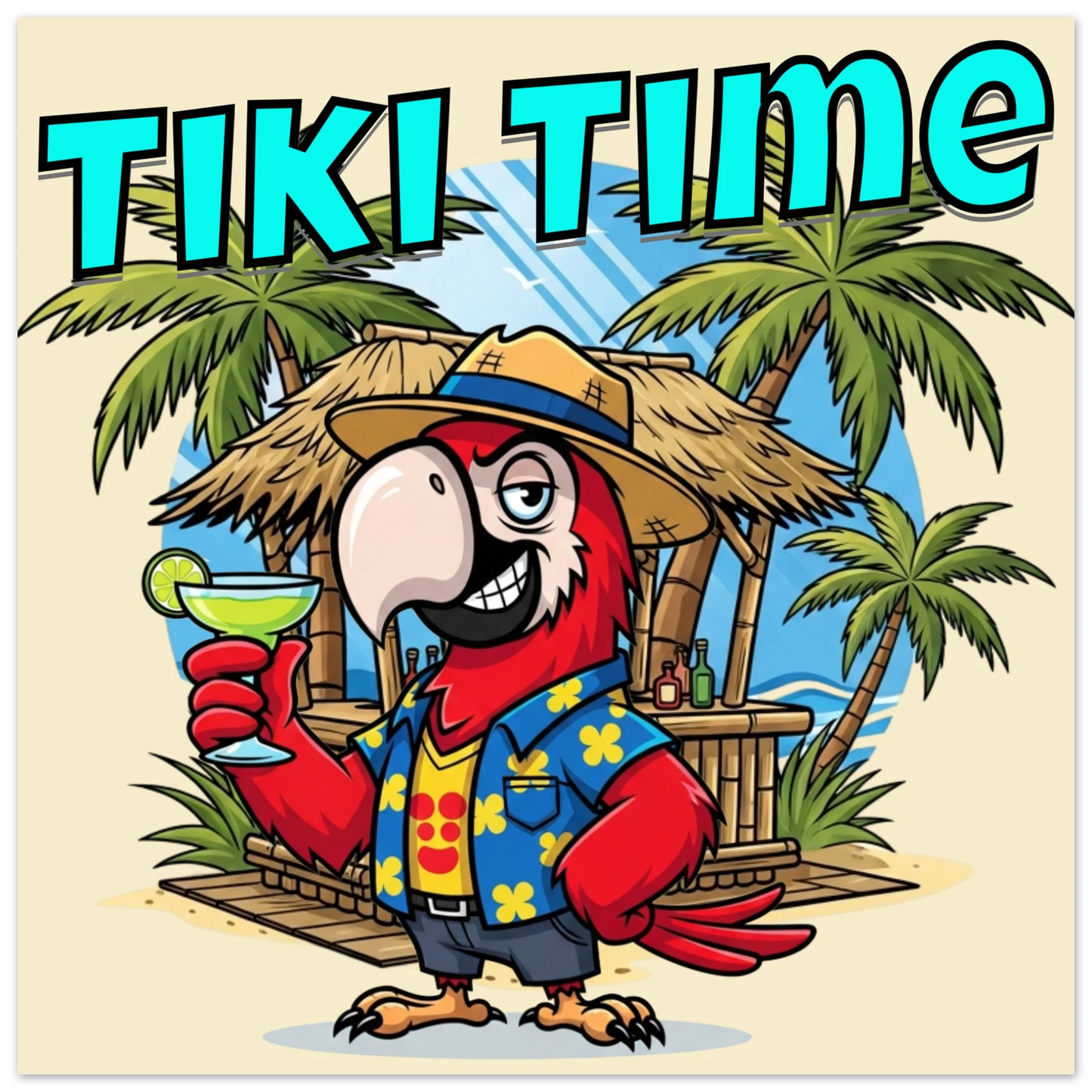 Tiki Time Aluminum Wall Print by Caribbean Rays