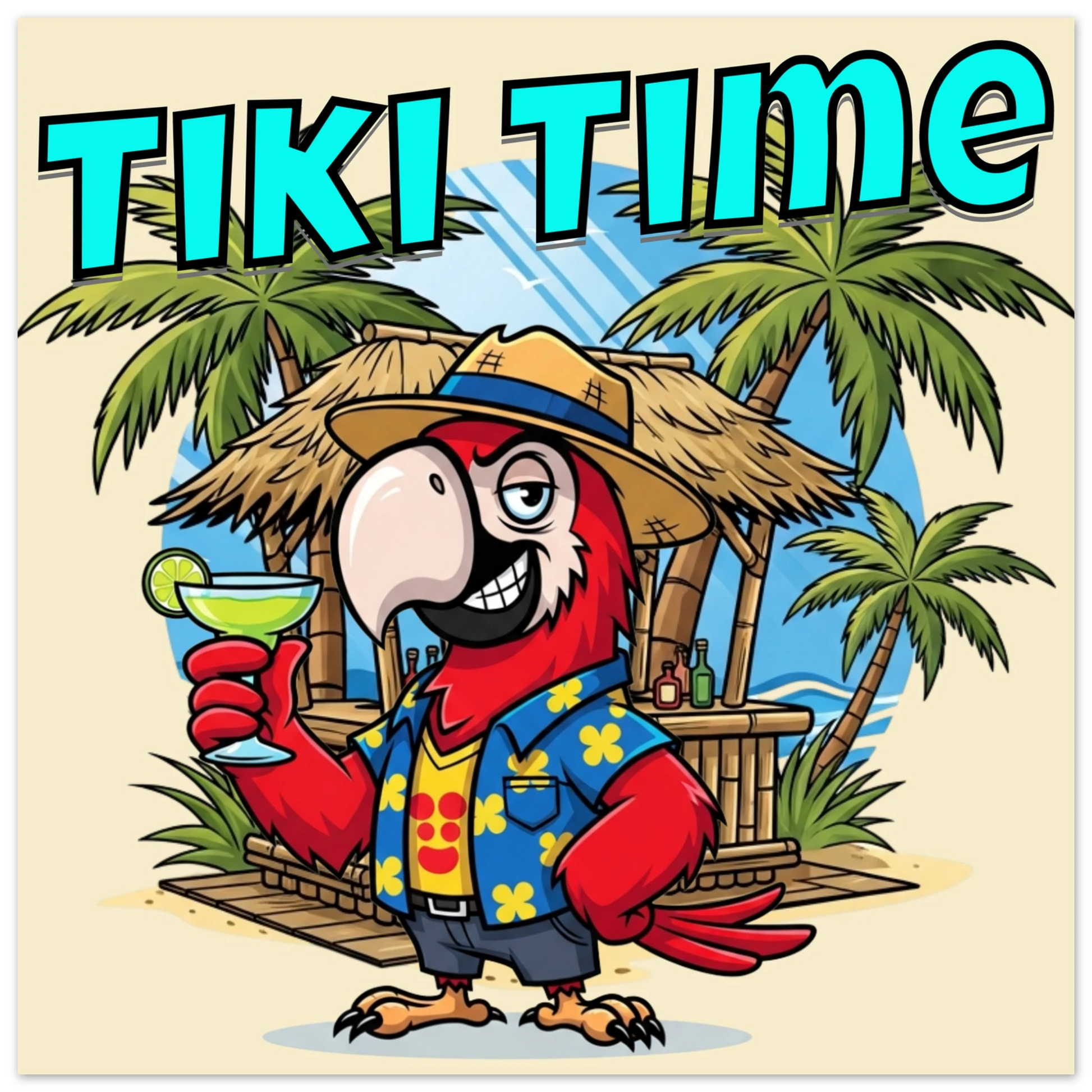 Tiki Time Aluminum Wall Print by Caribbean Rays