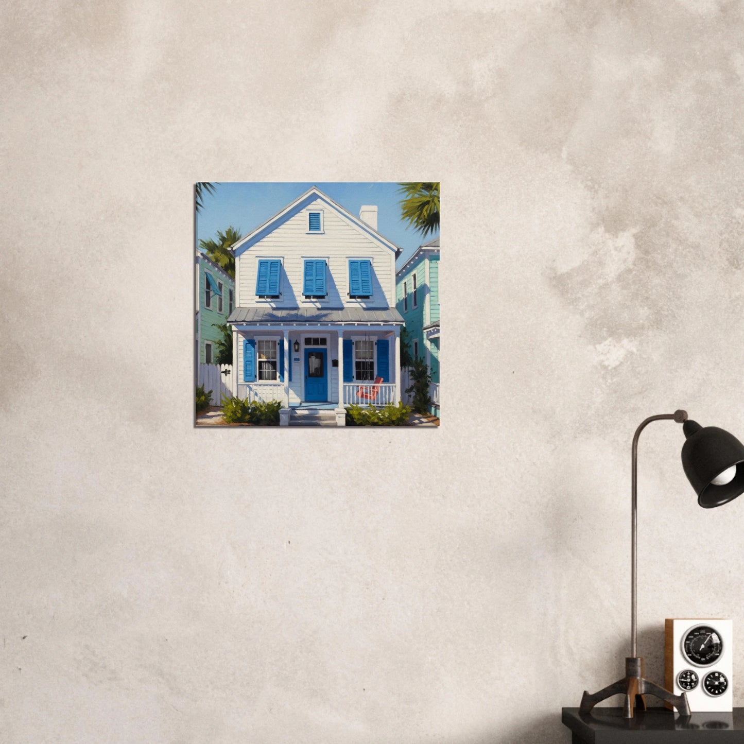 White Key West House Canvas Wall Print -Caribbean Rays