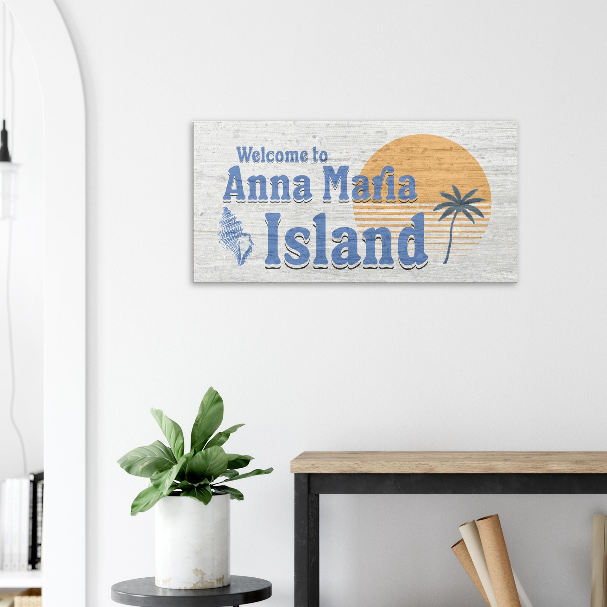 Welcome to Anna Maria Island Large Canvas Wall Print on Caribbean Rays