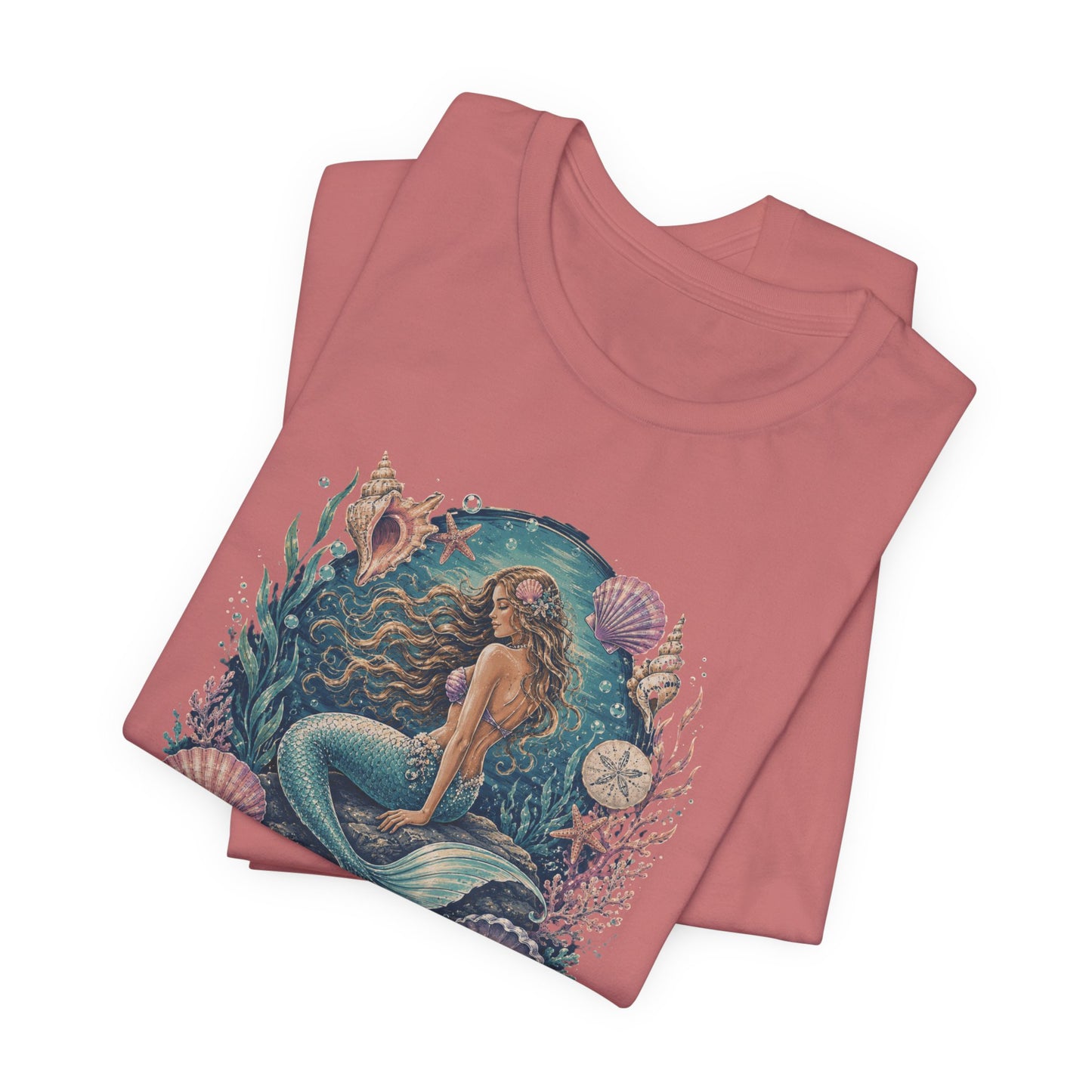 Mermaid Beach Graphic Tee - Vintage Ocean Illustration T-Shirt