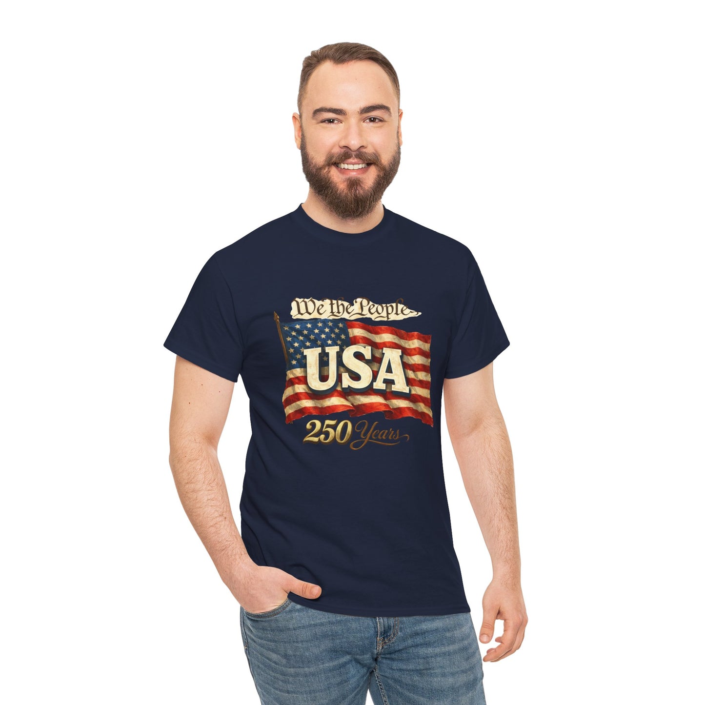 USA 250 Years Vintage Flag T-Shirt — "We the People" Patriotic Tee
