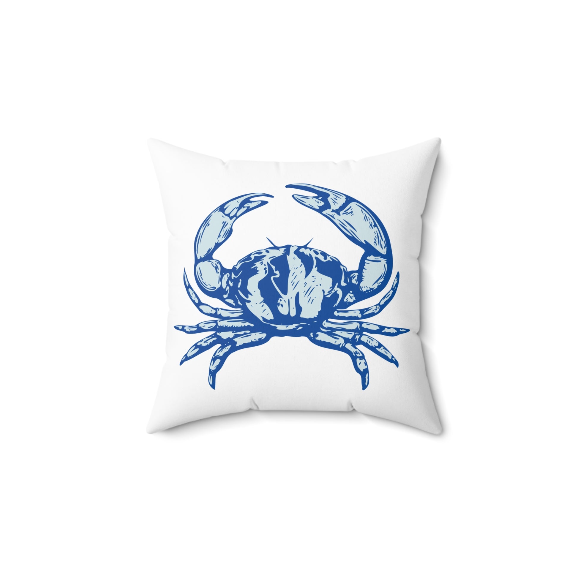 Crab Blue Spun Polyester Square Pillow by Caribbean Rays