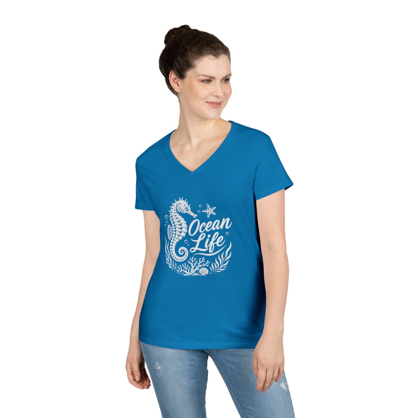 Ocean Life Seahorse V-Neck Tee