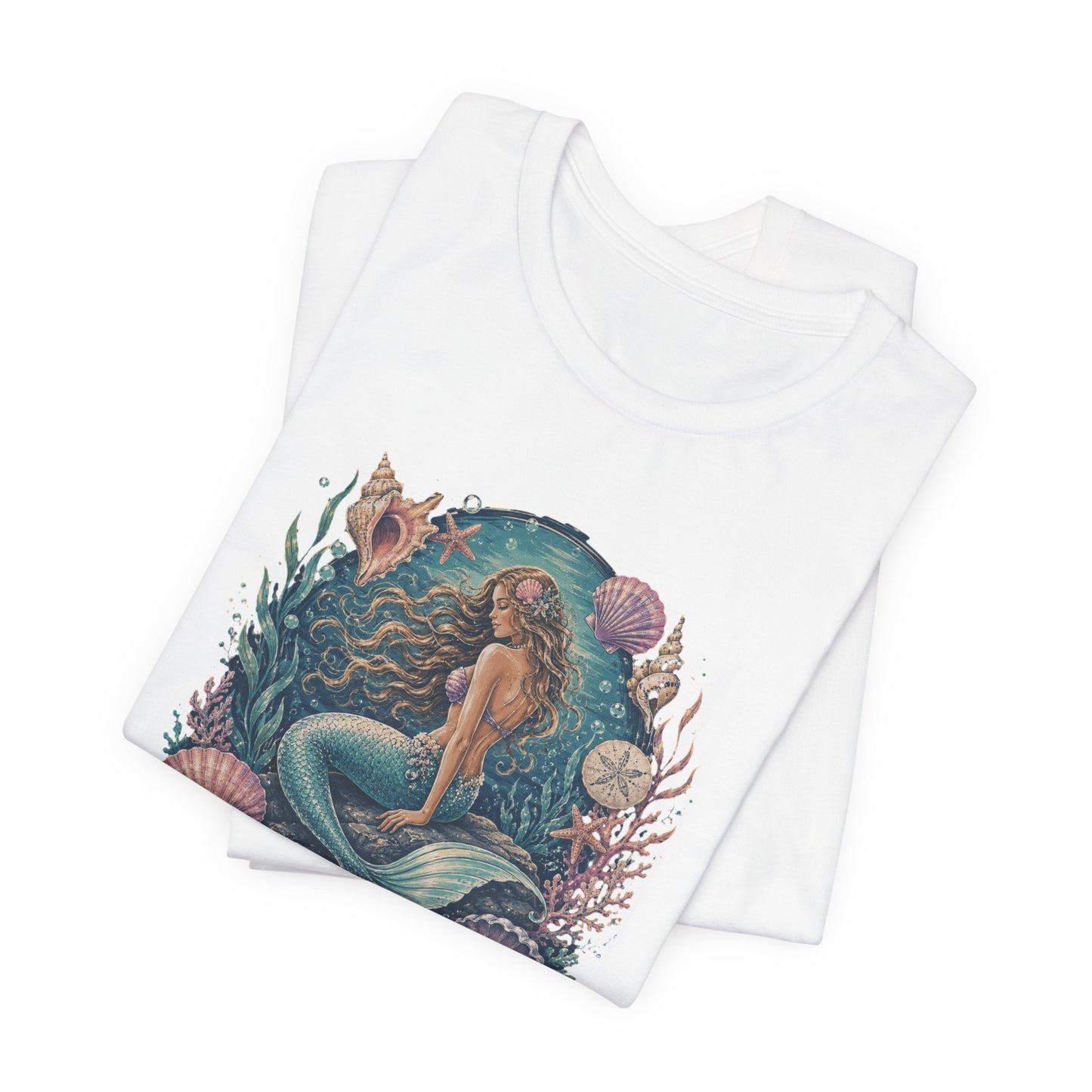 Mermaid Beach Graphic Tee - Vintage Ocean Illustration T-Shirt