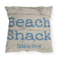 Pillow with 'Beach Shack Caribbean Islands' text on a textured background