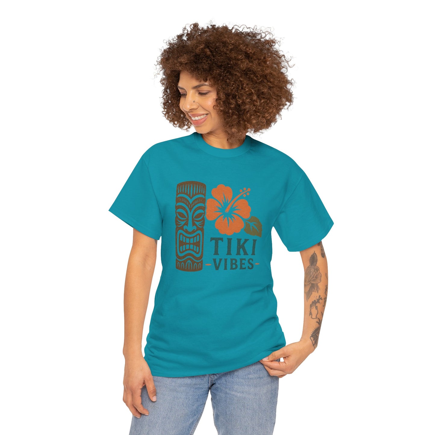 Tiki Vibes Floral Hibiscus Tee