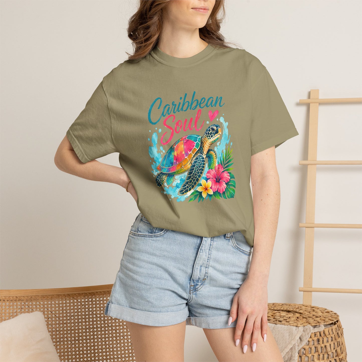 Caribbean Soul T-Shirt — Sea Turtle Floral Tropical Tee