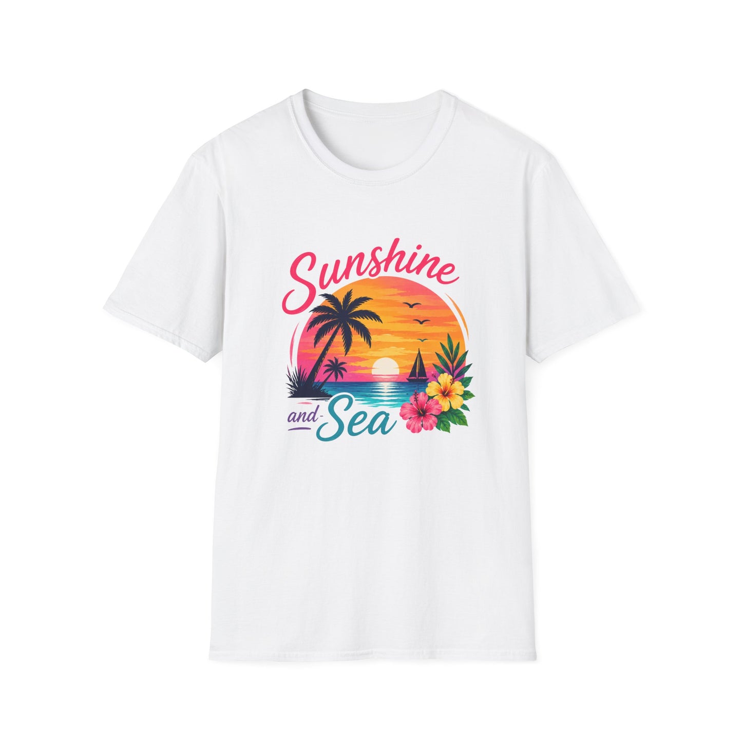 Sunshine and Sea T-Shirt — Tropical Palm Beach Sunset Tee