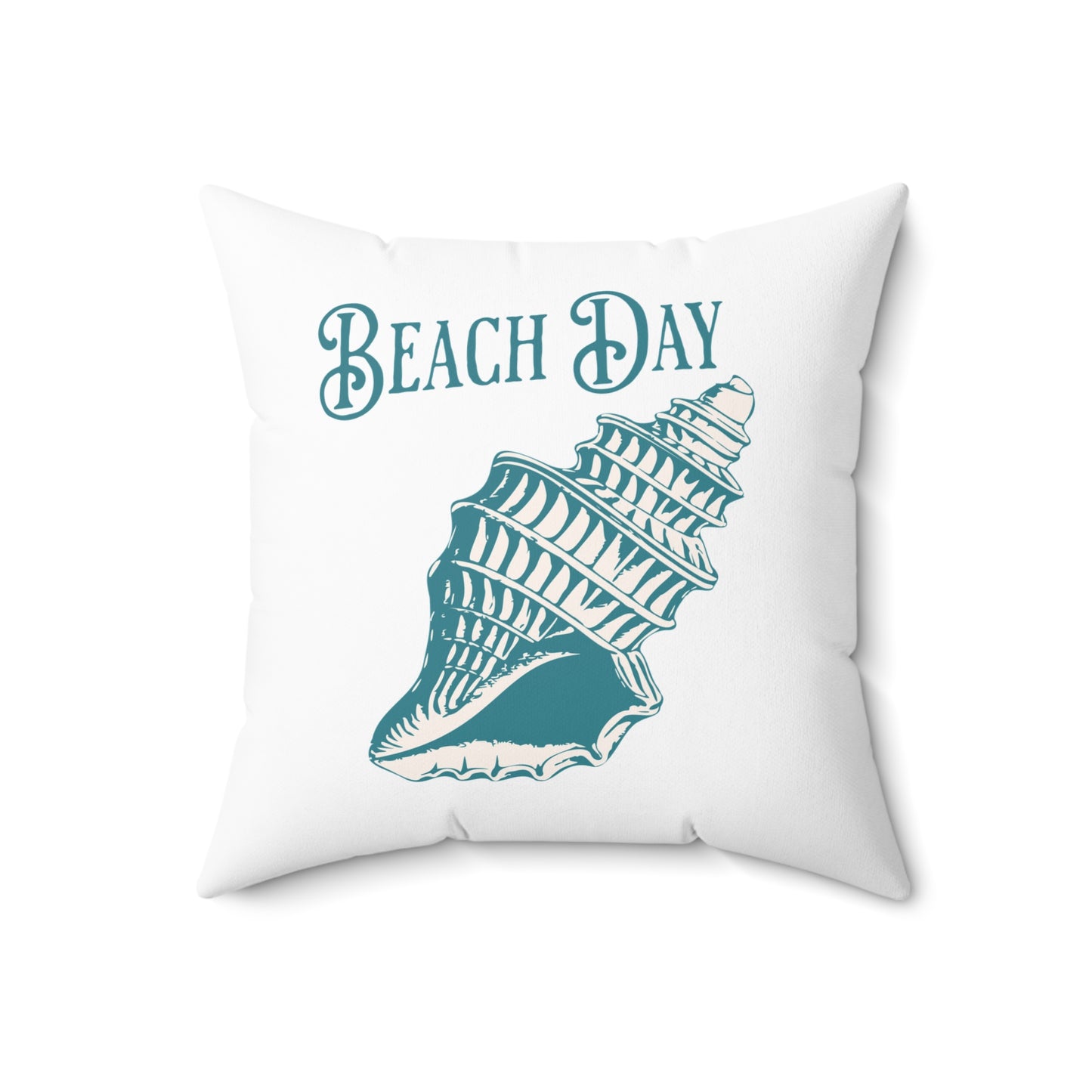 Beach Day Aqua Conch Shell Spun Polyester Square Pillow