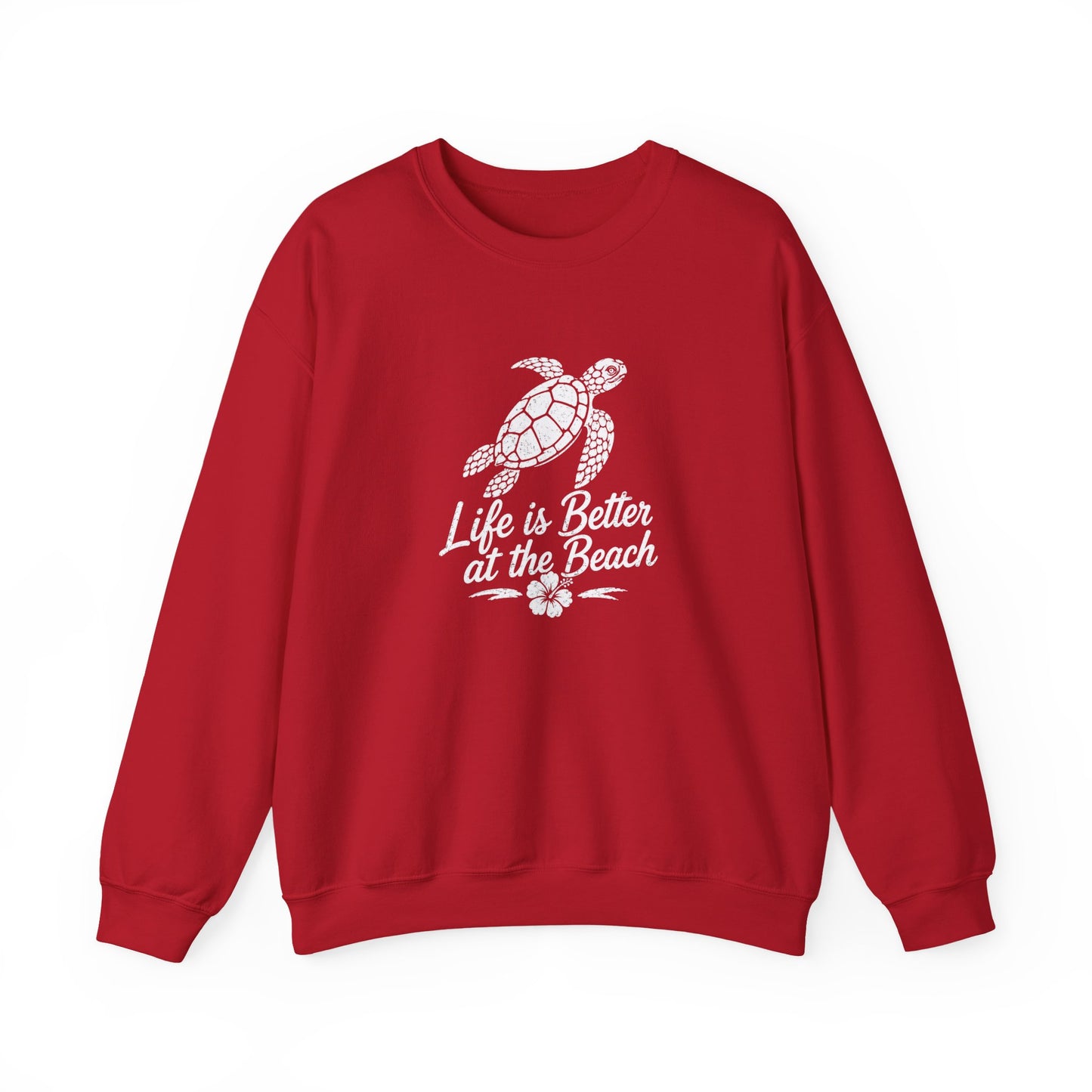 Beach Turtle Crewneck Sweatshirt — "Life is Better at the Beach"