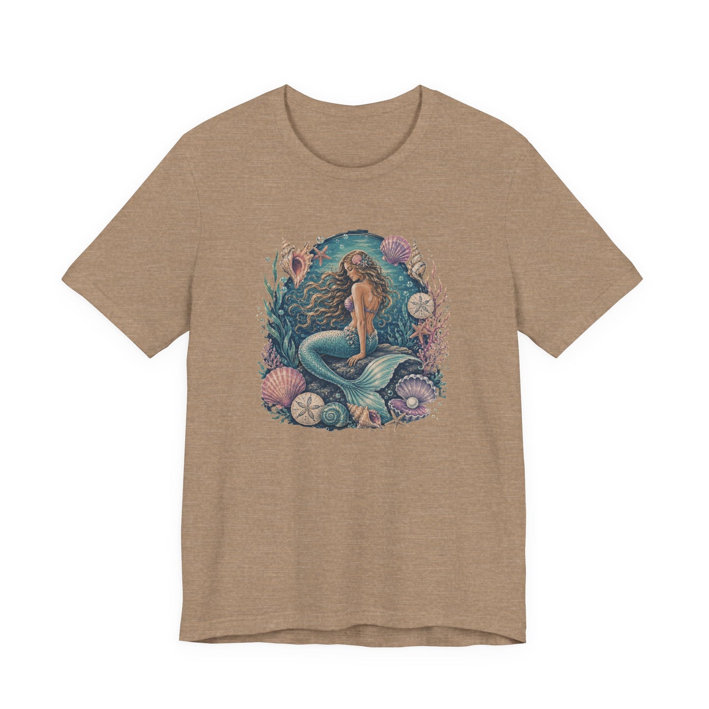 Mermaid Beach Graphic Tee - Vintage Ocean Illustration T-Shirt