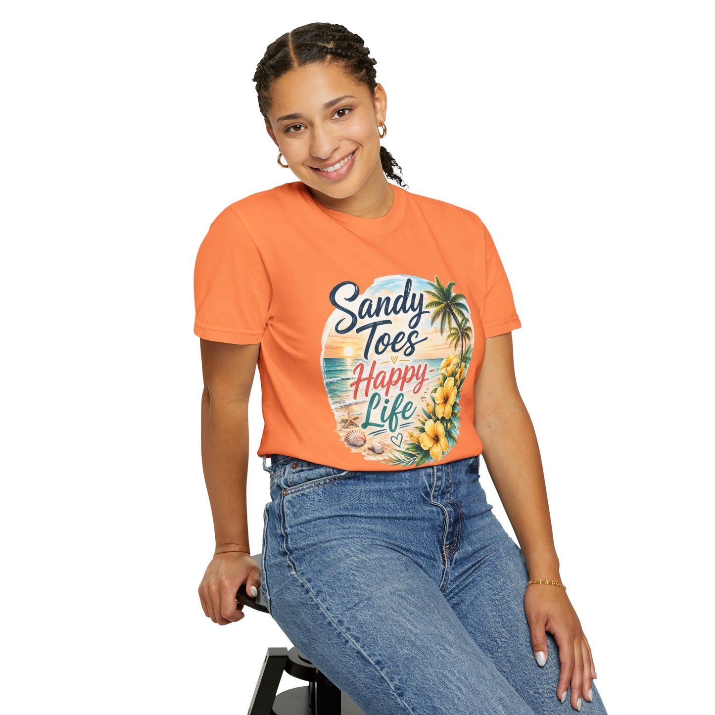 Sandy Toes Happy Life T-Shirt — Tropical Beach Vacation Tee