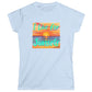 Light blue t-shirt with a sunset graphic and 'I Live for Sunsets' text on a white background