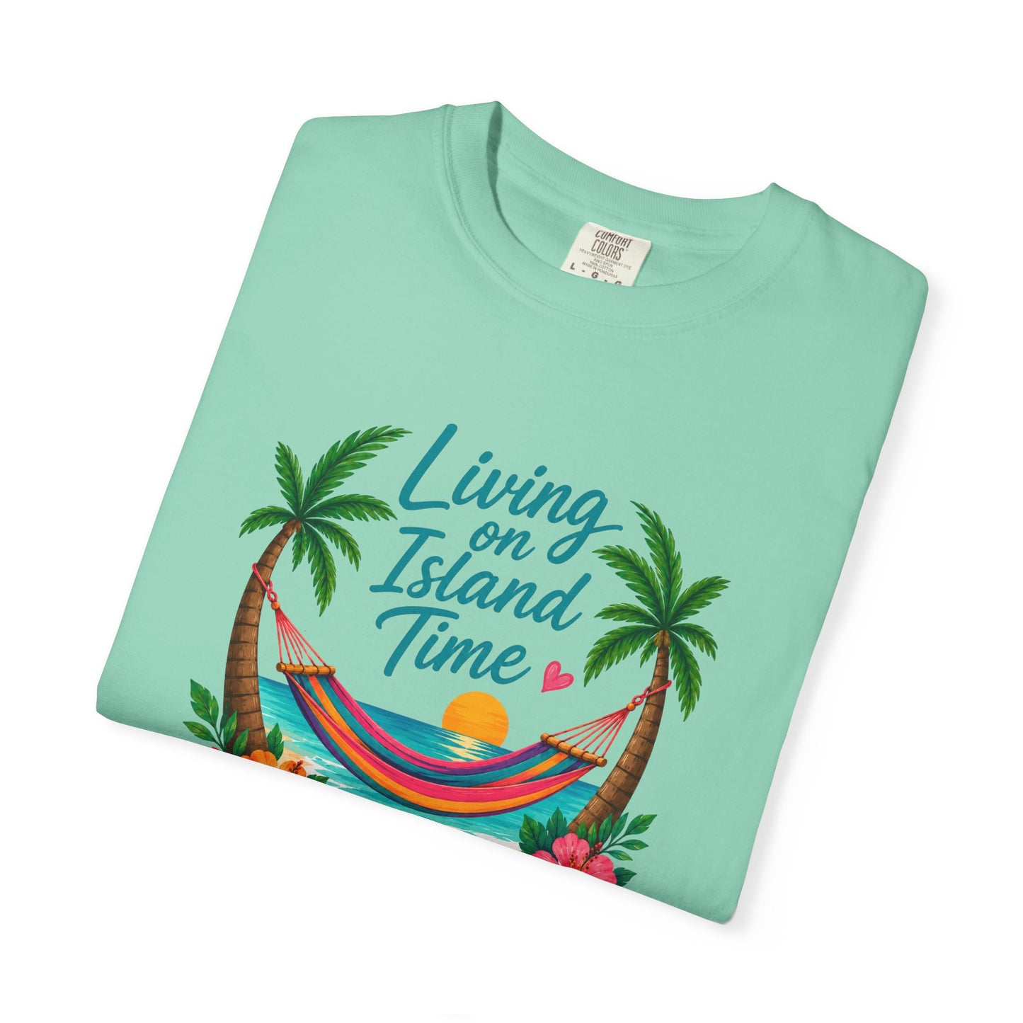 Island Time T-Shirt — "Living on Island Time" Tropical Hammock Tee