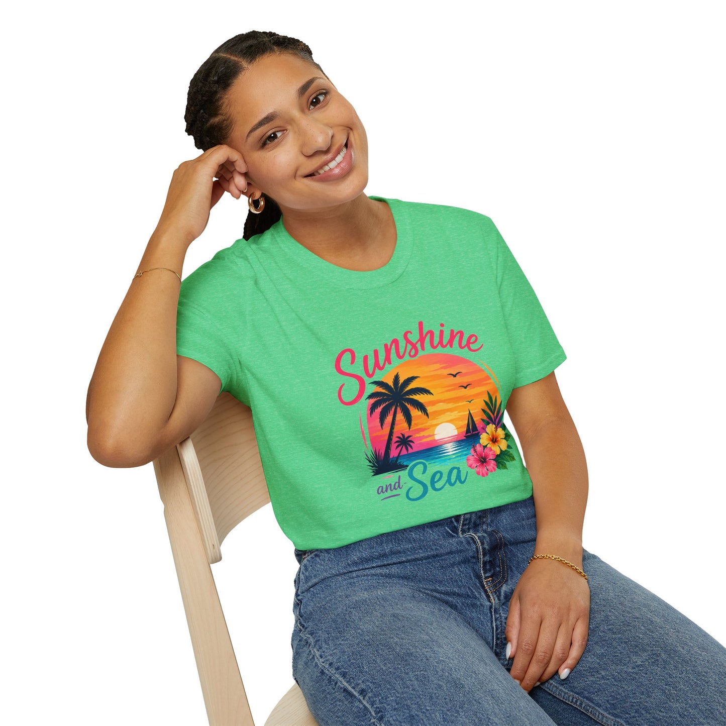 Sunshine and Sea T-Shirt — Tropical Palm Beach Sunset Tee