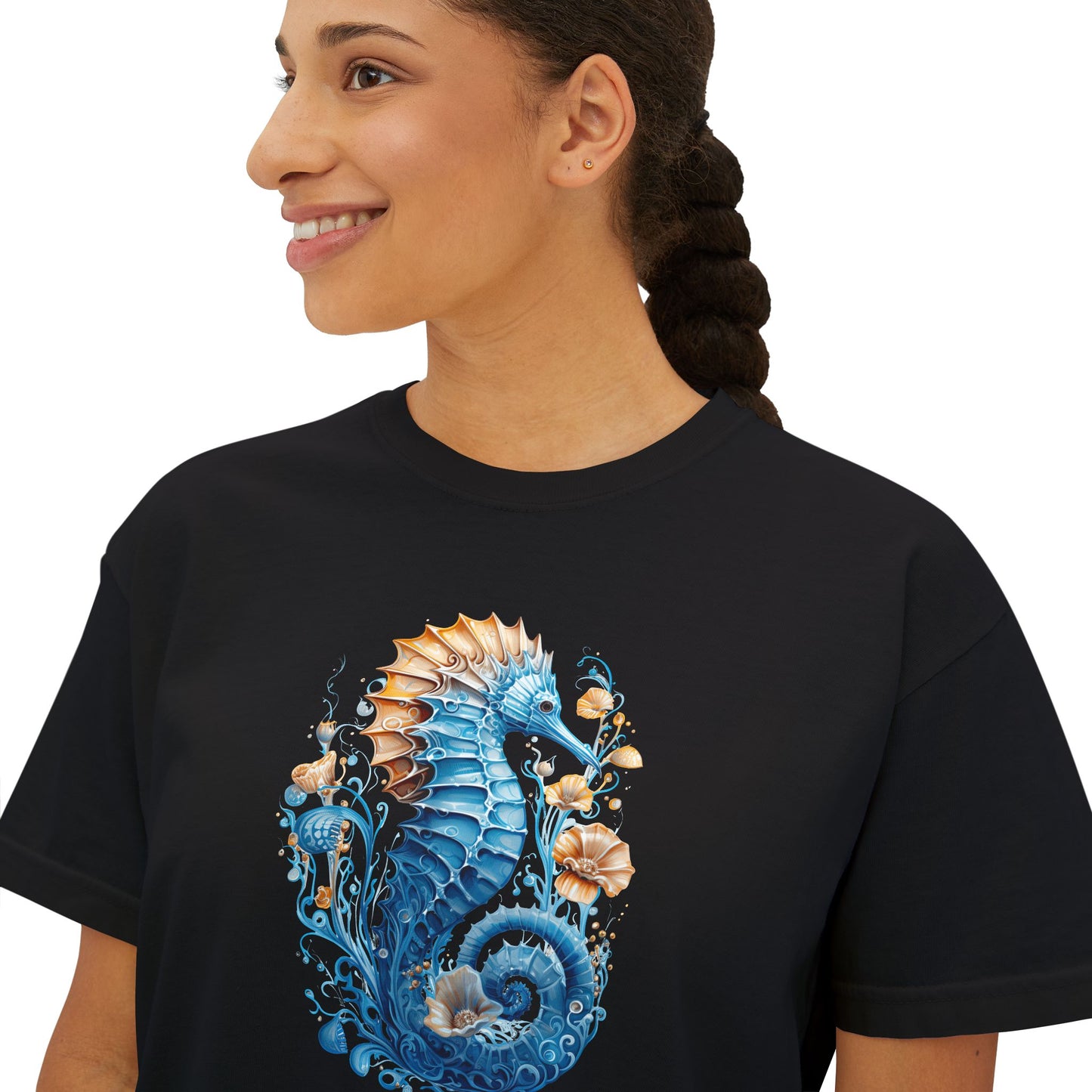 Seahorse Watercolor Women's Boxy Tee