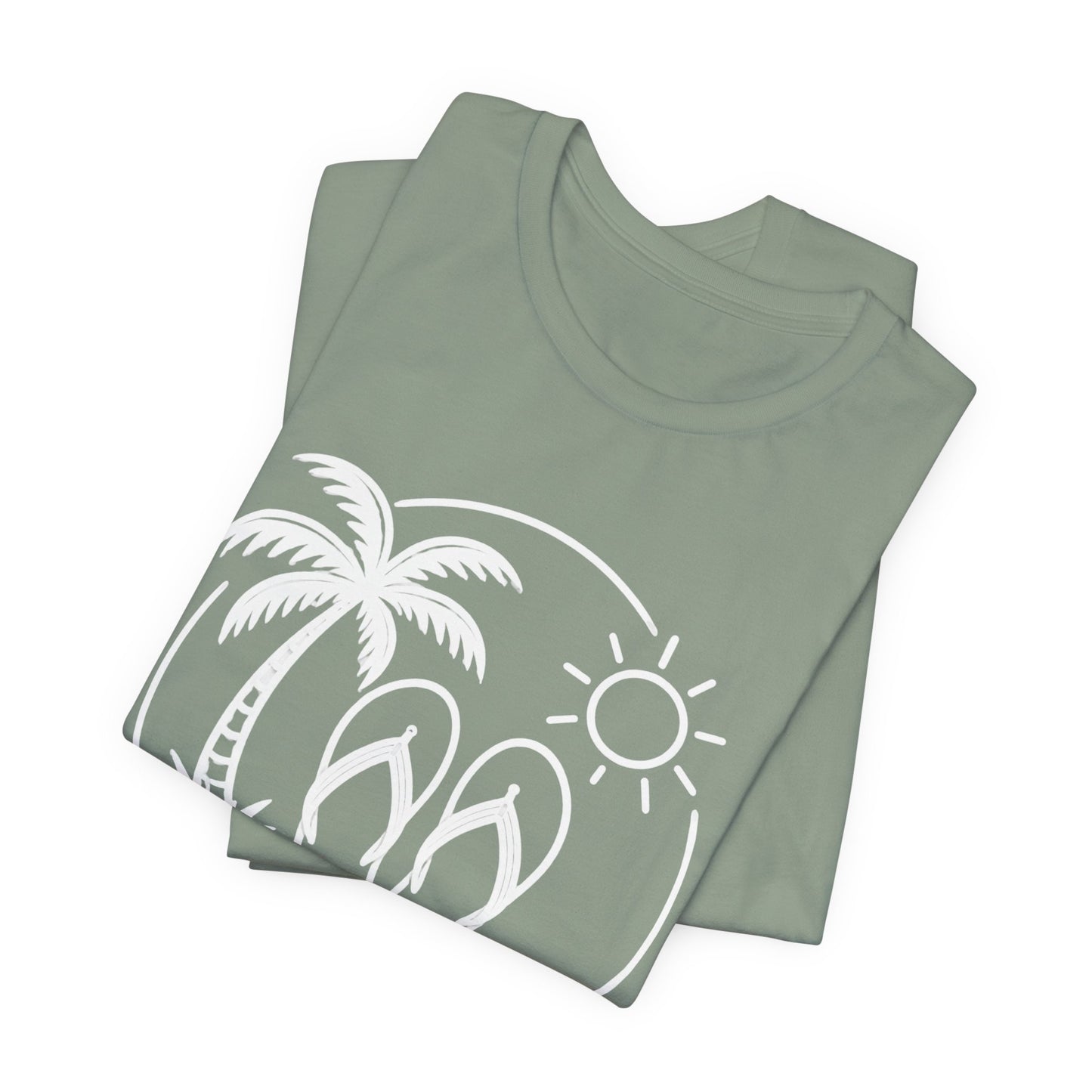 Beach Flip Flop Palm Circle Graphic Tee