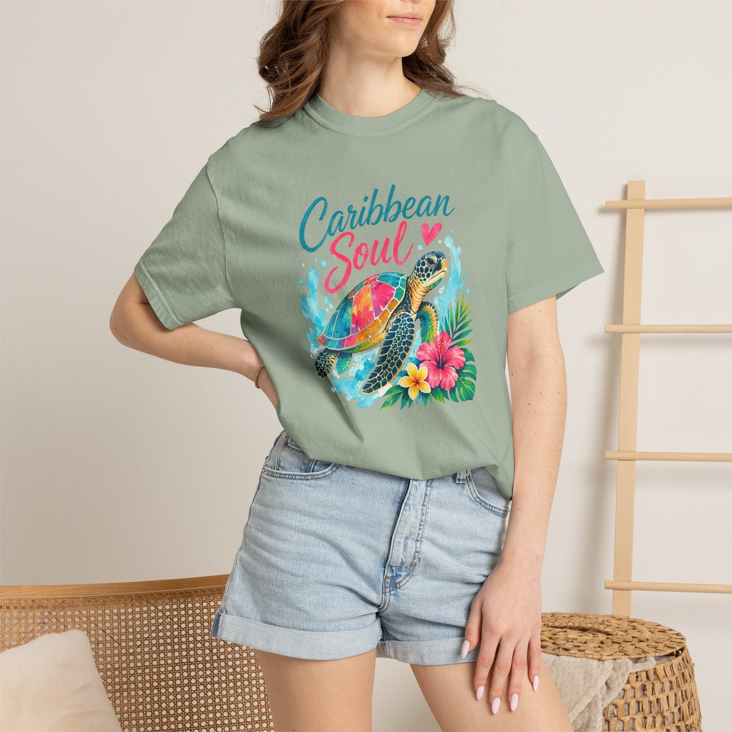 Caribbean Soul T-Shirt — Sea Turtle Floral Tropical Tee
