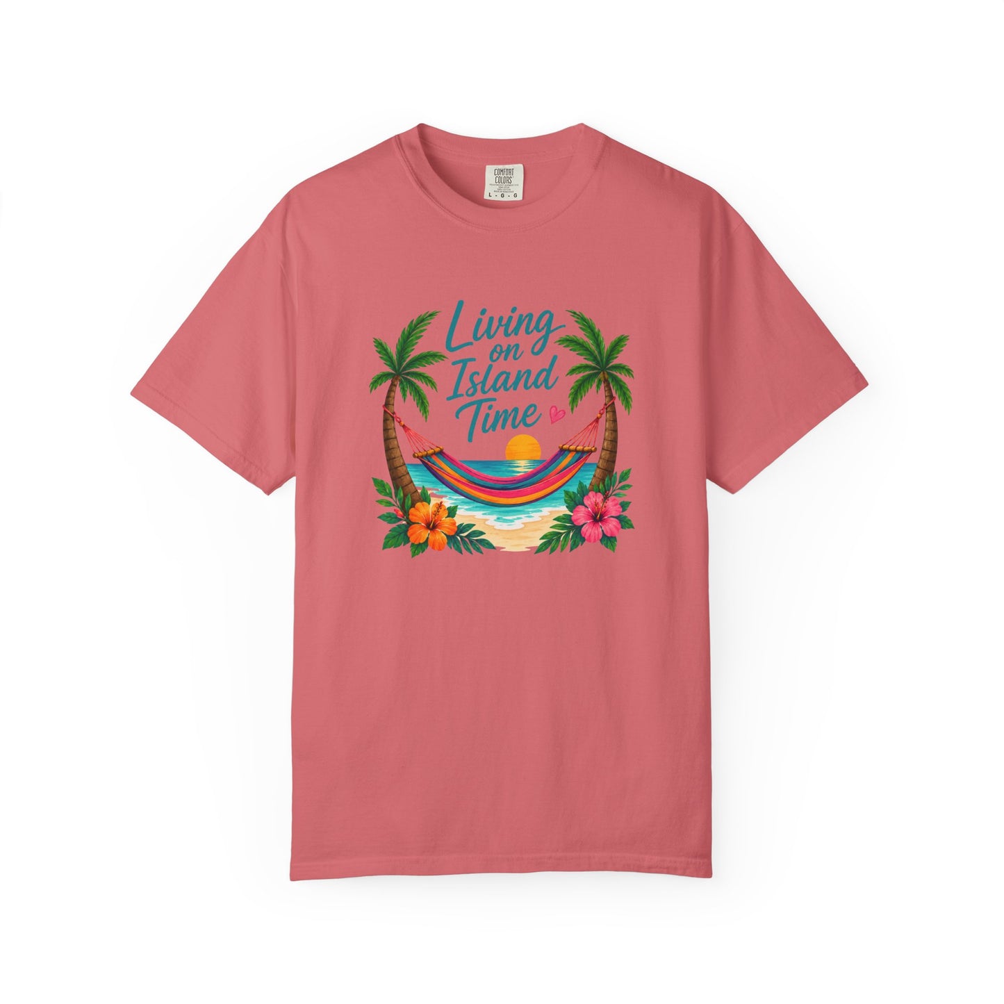 Island Time T-Shirt — "Living on Island Time" Tropical Hammock Tee