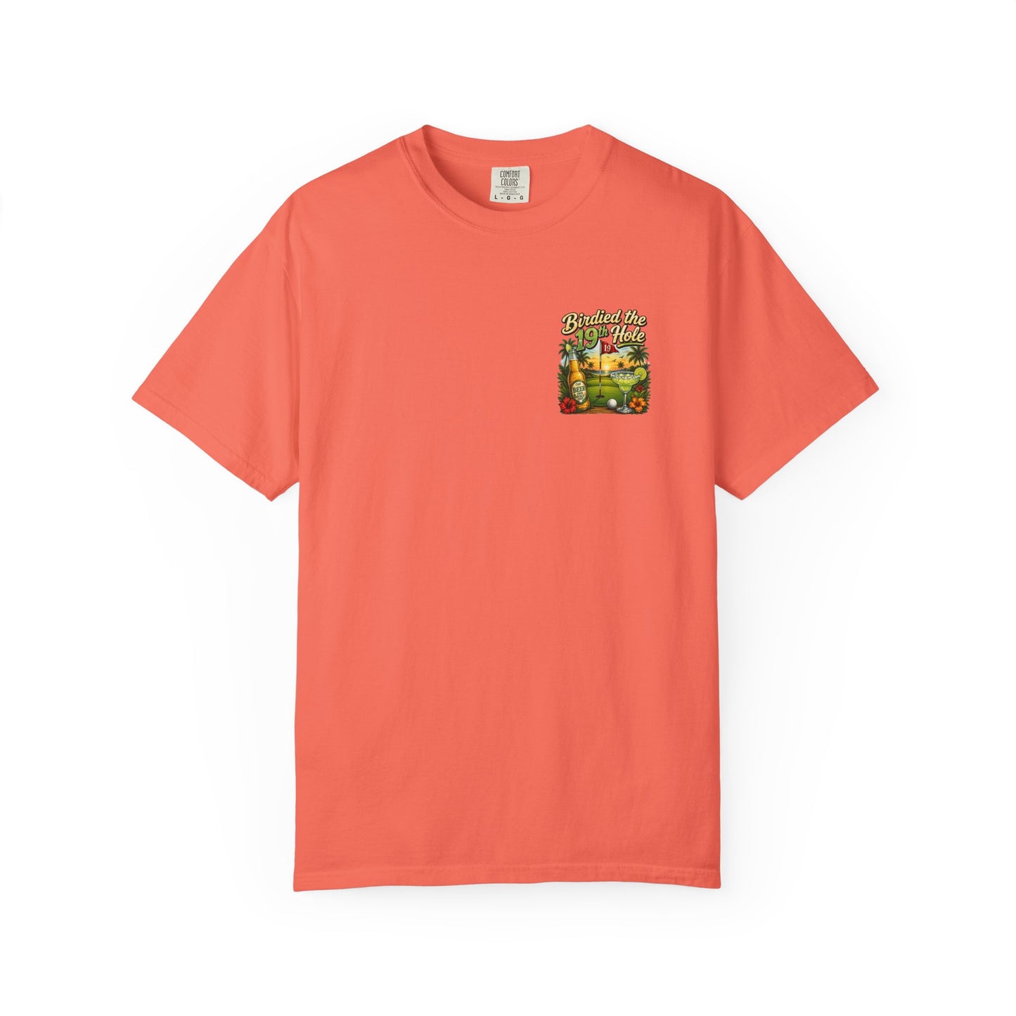 Golf T-Shirt — 'Birdied the 19th Hole' Tropical Golf Beer Design