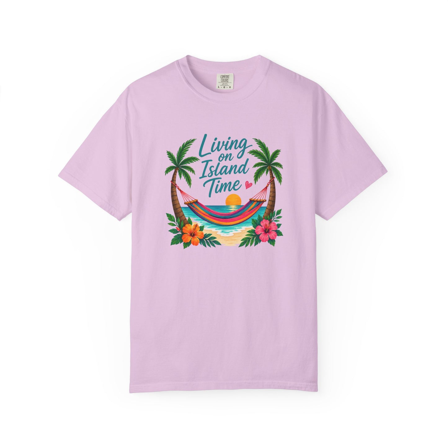 Island Time T-Shirt — "Living on Island Time" Tropical Hammock Tee