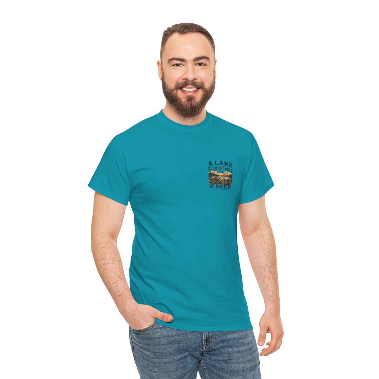 Fishing Tee — "A Lake, A Fishing Pole, A Beer" Graphic Shirt