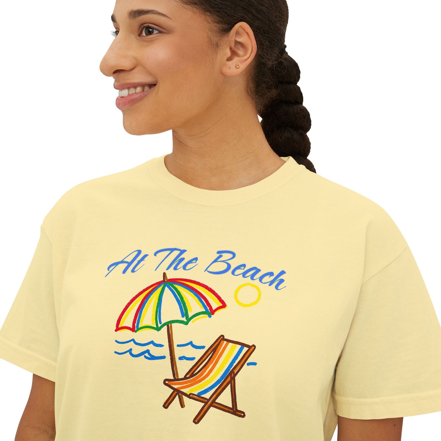 All The Beach Women's Boxy Tee – Beach Umbrella & Chair Summer Shirt