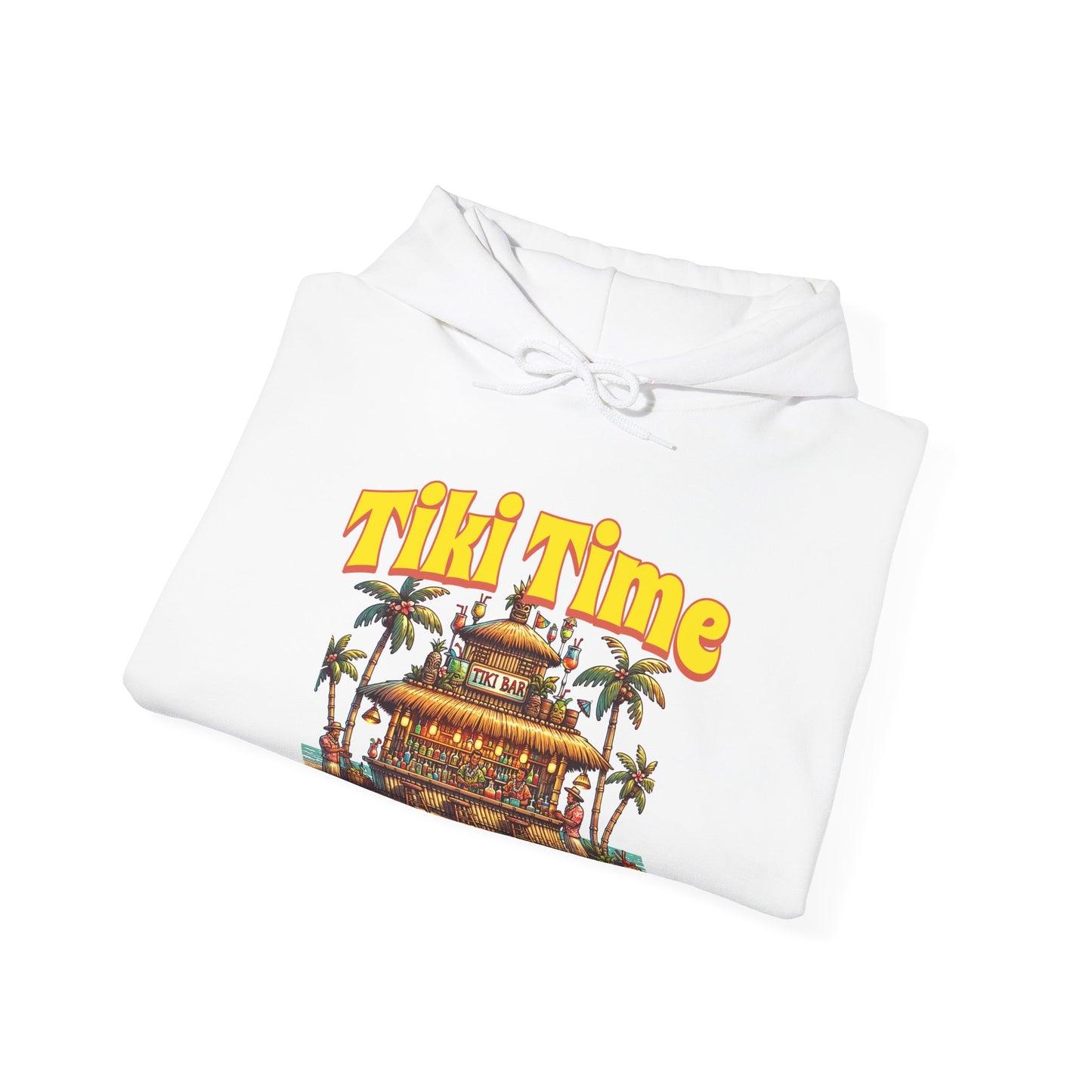 Tiki Time Unisex Hooded Sweatshirt - Tropical Vibes for Vacation Lovers